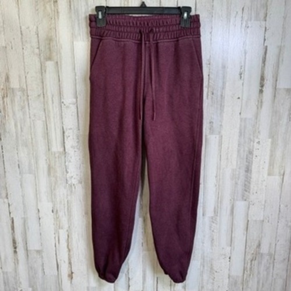 Lululemon Jogger Women 4 Maroon Red Plush Times Medium Rise Fleece Pant 28" Gym
